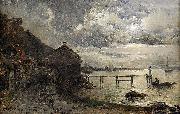 Alfred Wahlberg Moonlight, Fjallbacka oil painting